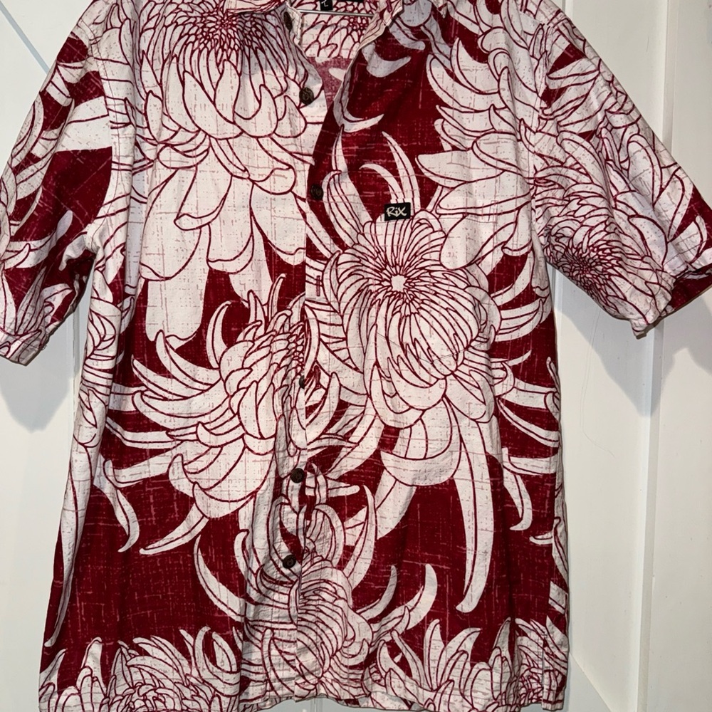 Chic Red Floral Button Down Shirt
